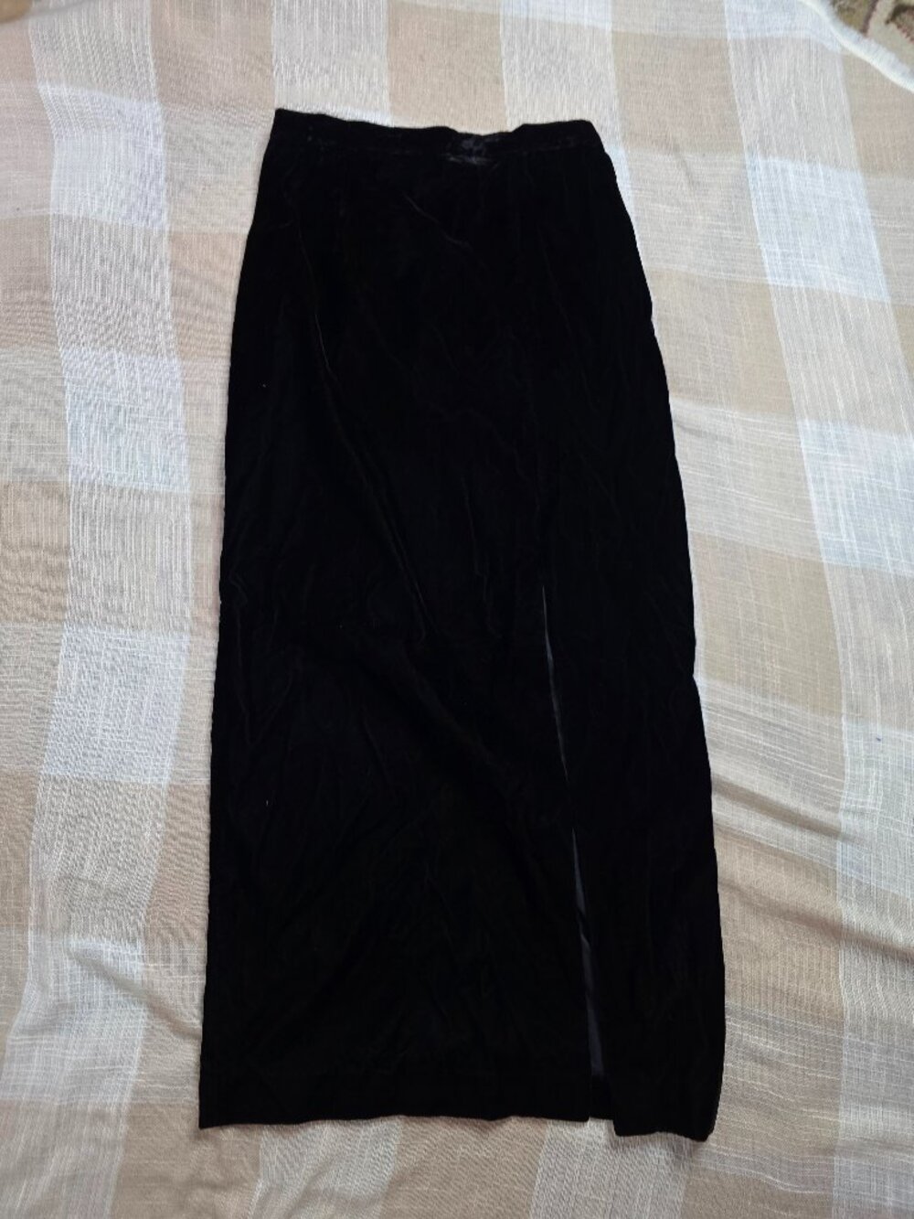 Vintage Gothic Glam Alt Operacore 90's Minimalism Black Velvet Column Maxi Skirt